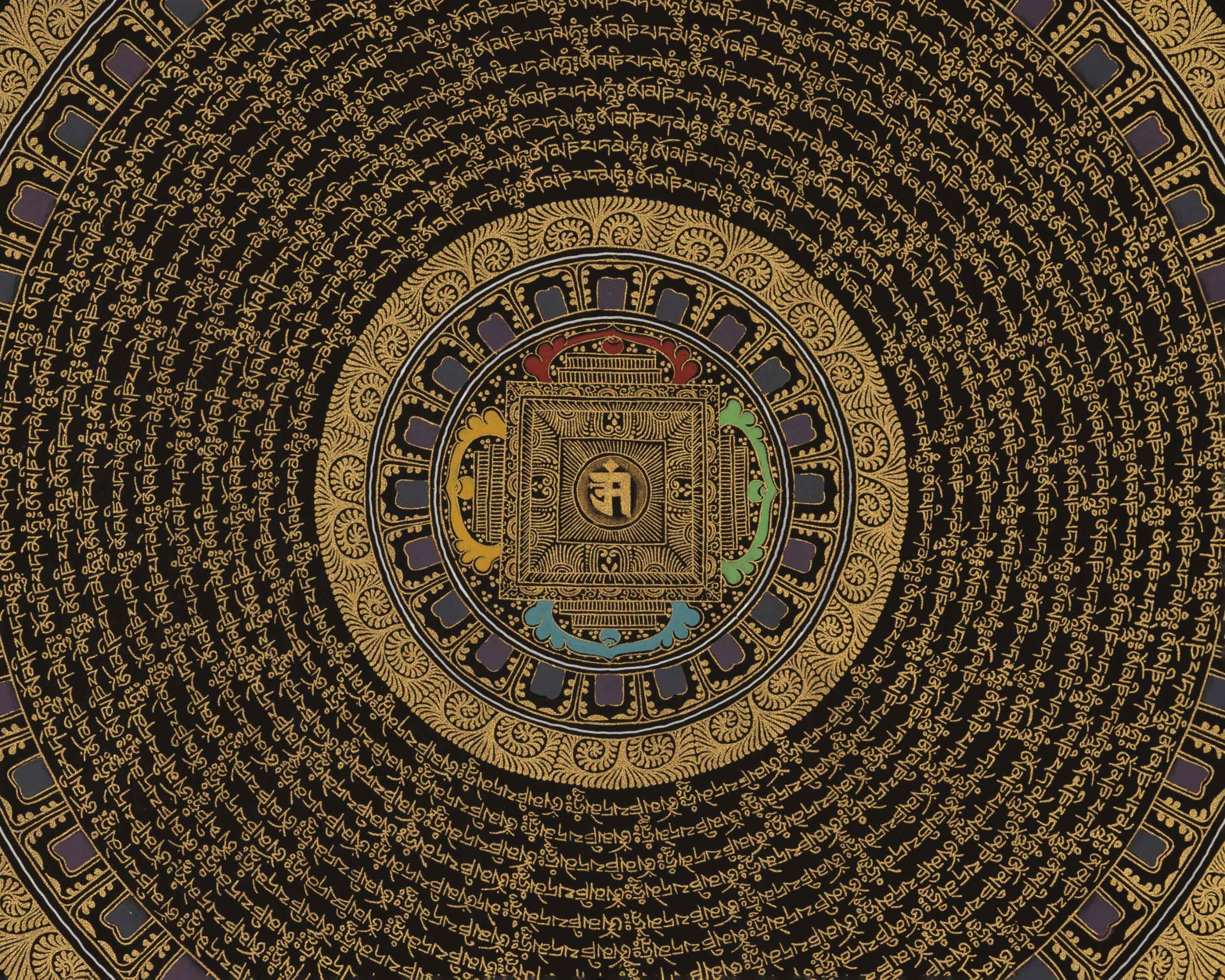 Om Mandala Thangka | Traditional Buddhist Art | Wall Decoration