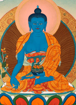 Healing Buddha Thangka | Traditionally Painted Medicine Buddha Art