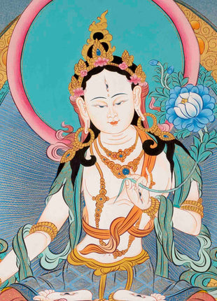 White Tara Thangka Painting | Religious Buddhist Art | Wall Decors