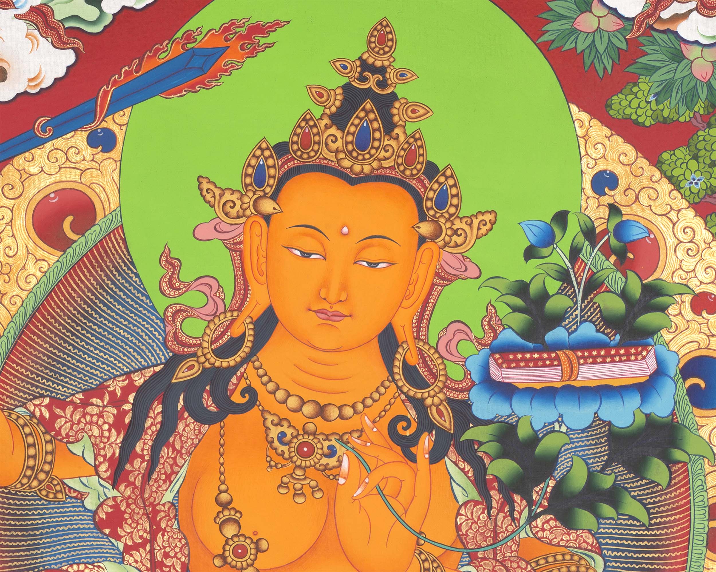 Buddhist Manjushri Print |  Traditional Wall Hanging Thangka