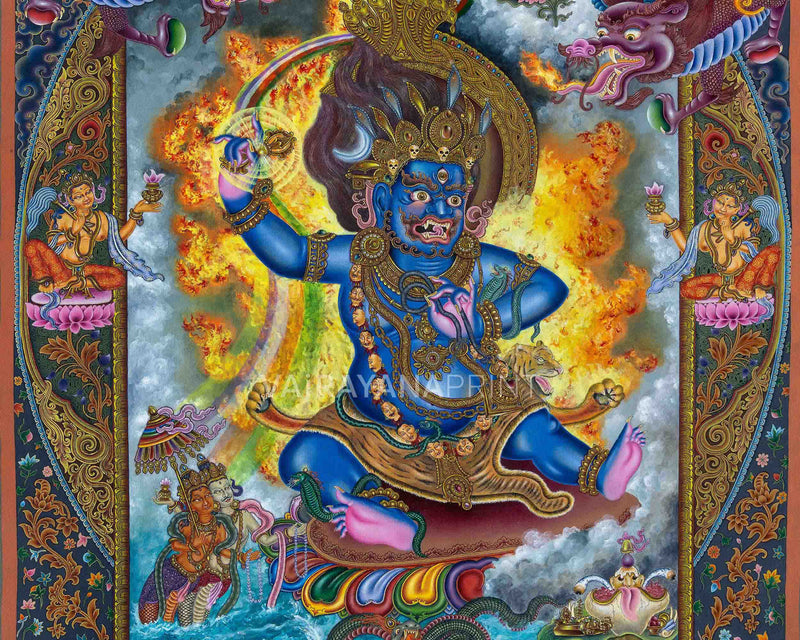 Tibetan Buddhism Vajrapani Thangka Print | Spiritual Room Decor