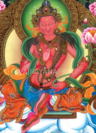 Traditional Himalayan Red Tara Thangka Print | Thangka Prints For Home Decor