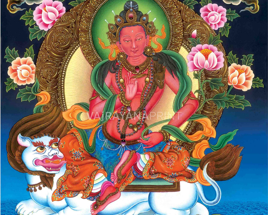 Tangka Red Traditional Himalayan Red Tara Thangka Print