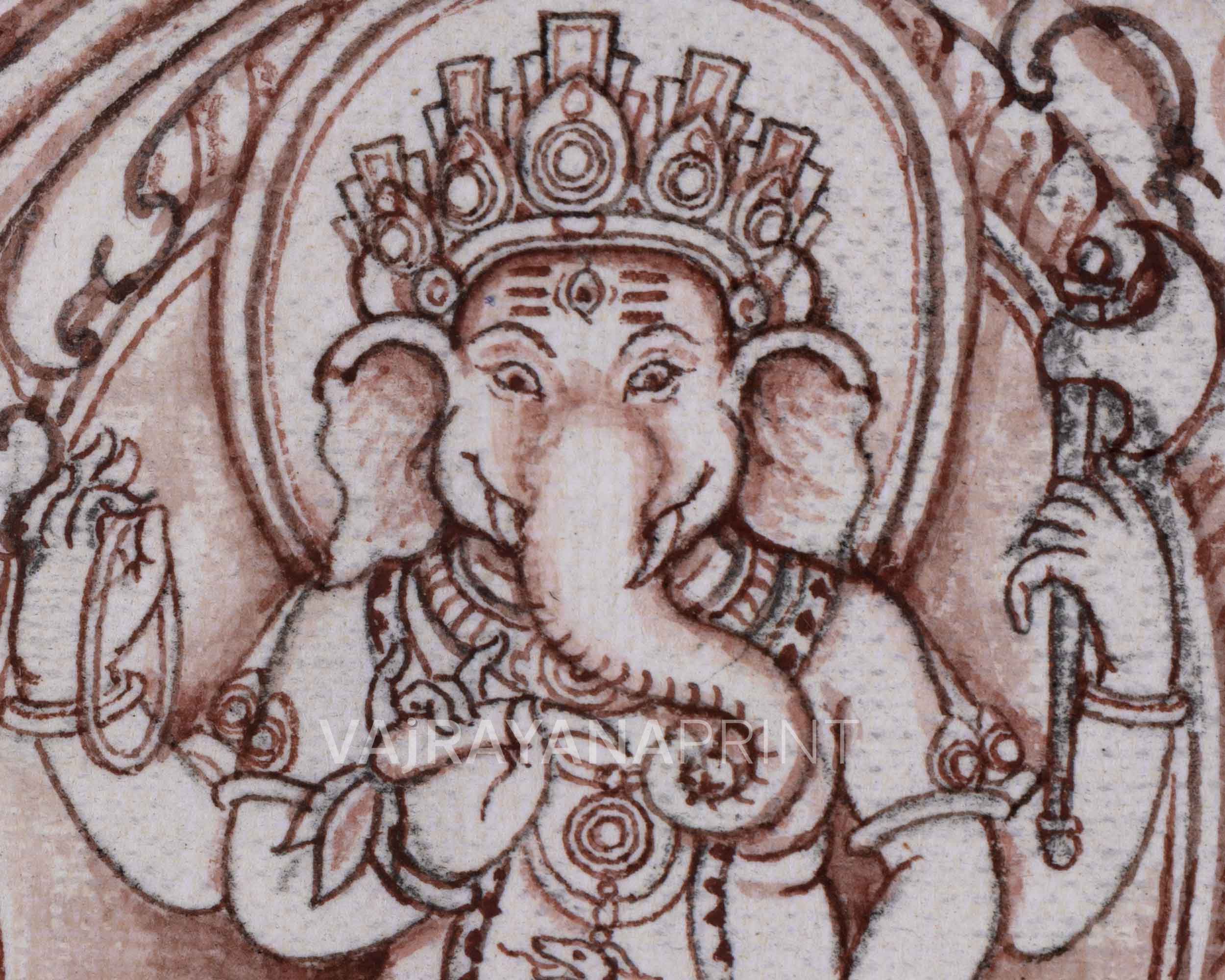 High-Quality Print For Ganesha Mantra | Ganesh On Kalash Drawing For Ceremonies