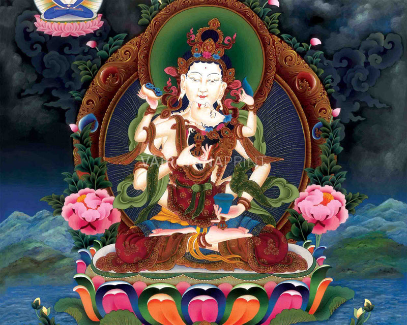 Tibetan Himalayan Vajrasattva Yab Yum Thangka Print | Buddhist Artwork