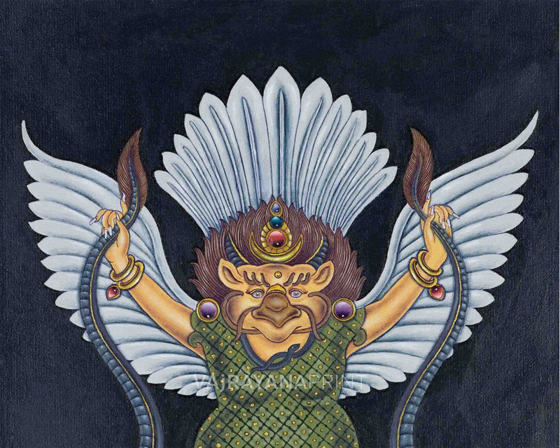 Tibetan Garuda Digital Print | King of Birds Thangka Print