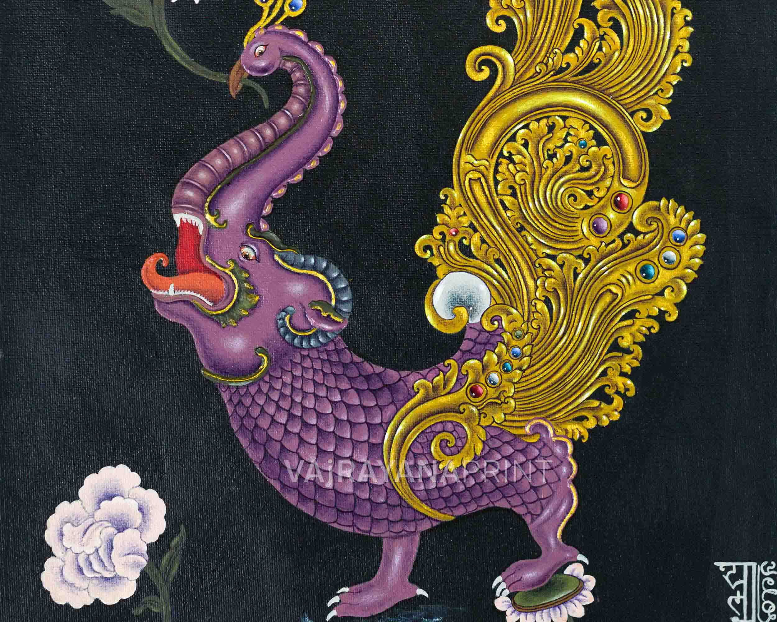 Hiti Manga Thangka Print | Traditional Makara | Spiritual Gifts