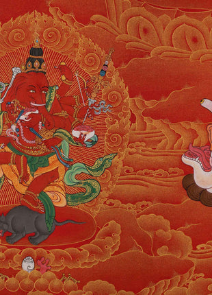 Kurukulle Sadhana Thangka | Kurukulla With Ganesha And Takiraja