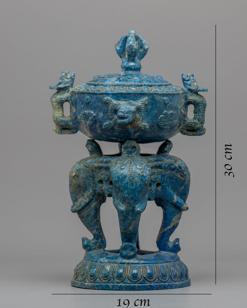 Blue Stone Incense Burner | Handcrafted Buddhist Burner for Meditation