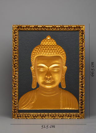 Wooden Buddha Head Thangka | 24k Gold Plated on Deity Head