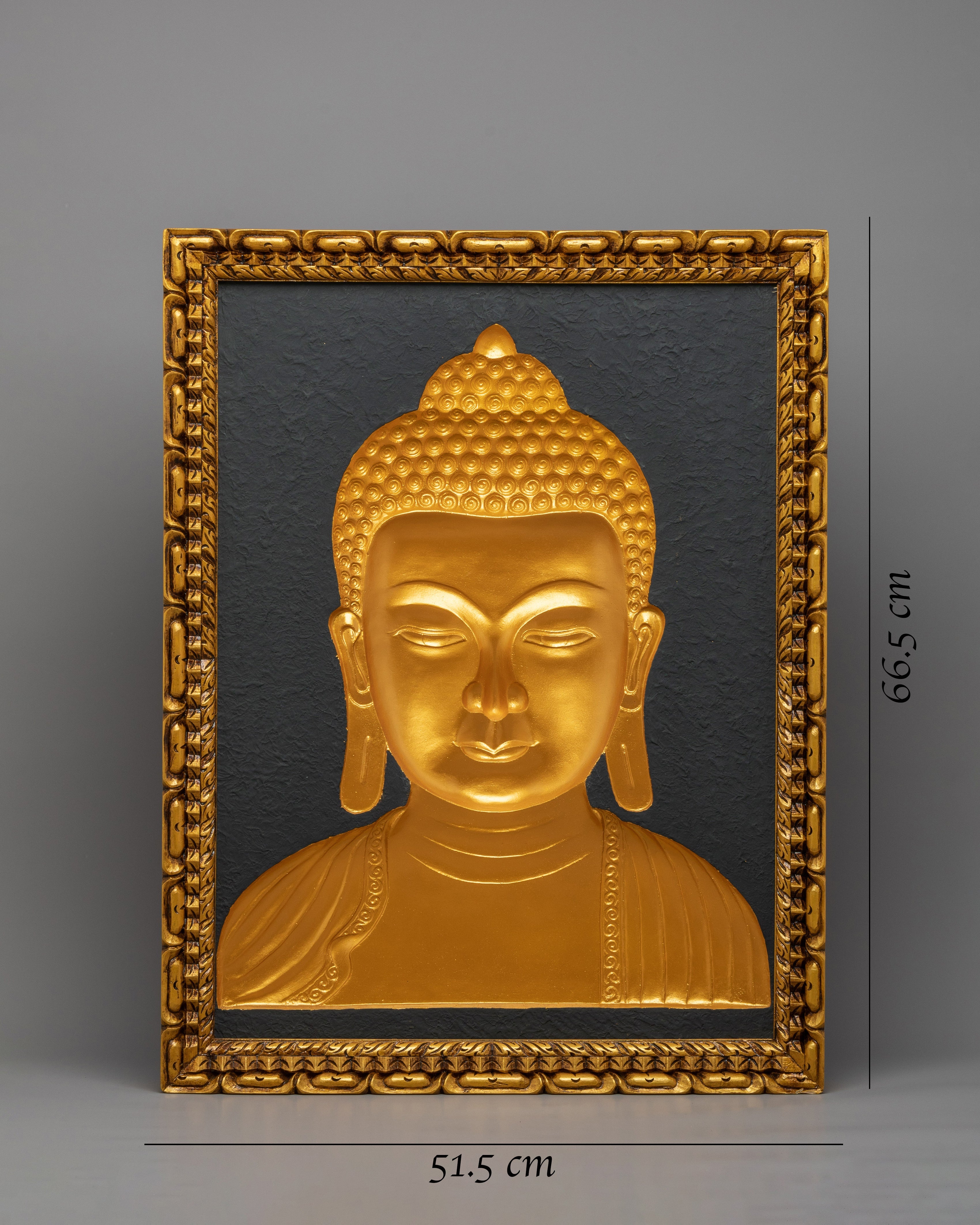 Wooden Buddha Head Thangka | 24k Gold Plated on Deity Head