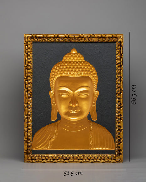 Wooden Buddha Head Thangka | 24k Gold Plated on Deity Head