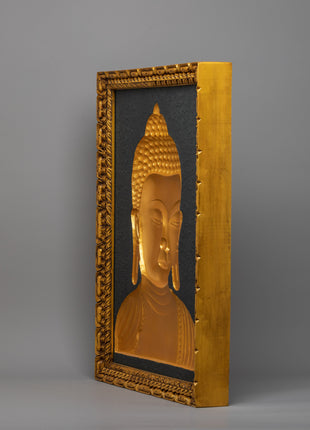 Wooden Buddha Head Thangka | 24k Gold Plated on Deity Head