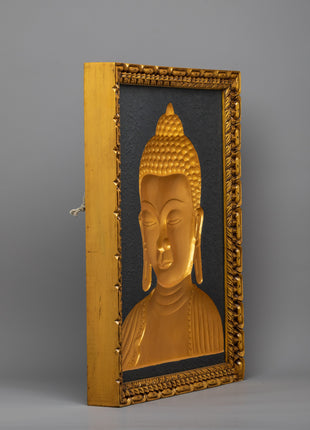Wooden Buddha Head Thangka | 24k Gold Plated on Deity Head
