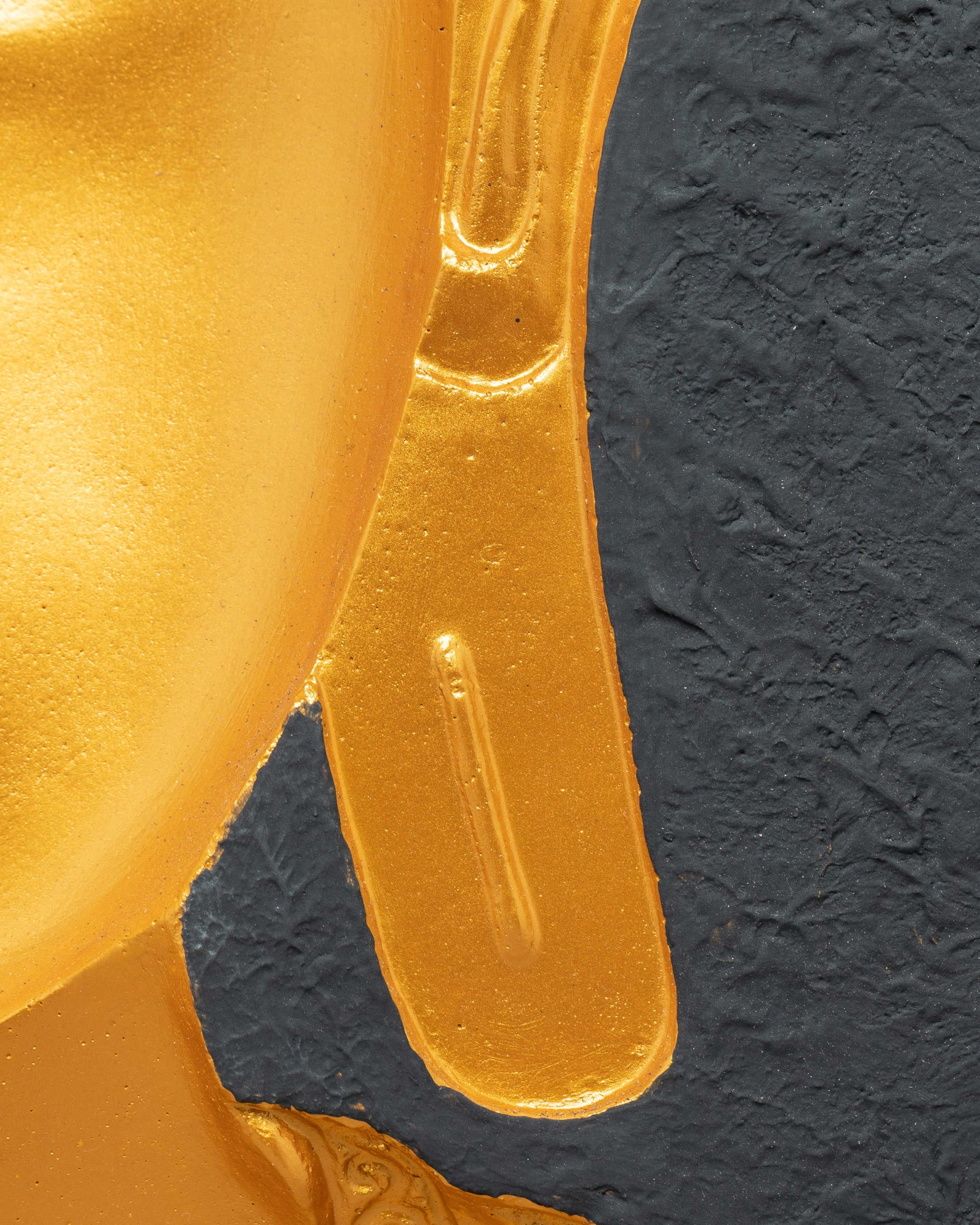 Wooden Buddha Head Thangka | 24k Gold Plated on Deity Head