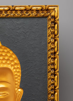 Wooden Buddha Head Thangka | 24k Gold Plated on Deity Head