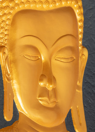 Wooden Buddha Head Thangka | 24k Gold Plated on Deity Head