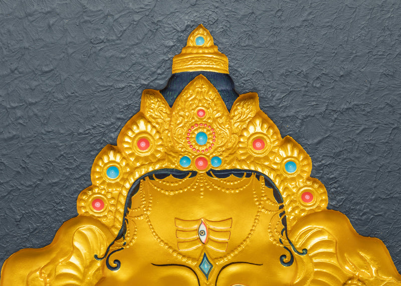 Ganesh Head Wooden Thangka | Wall Hanging Art