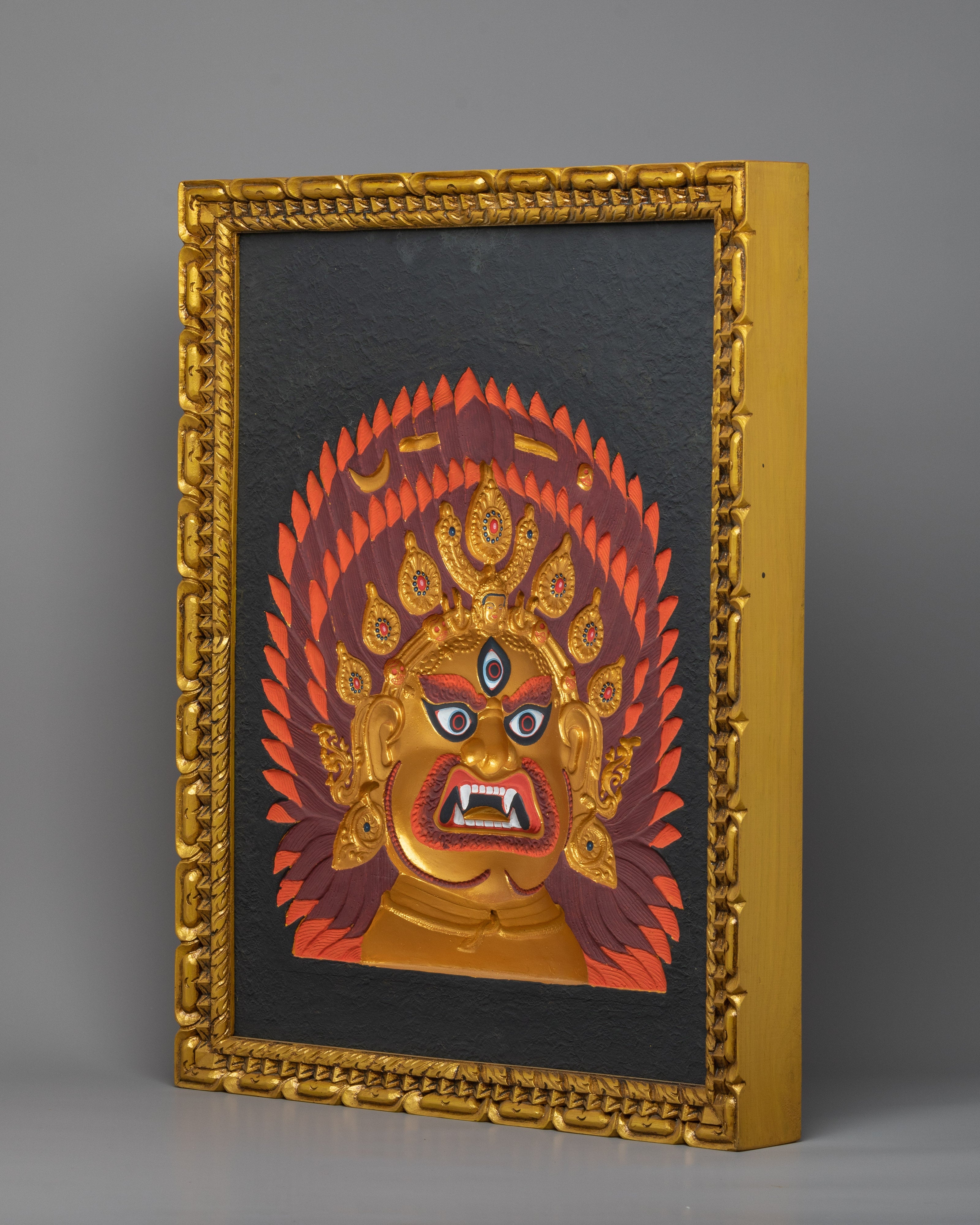 Relief Artwork in Wooden Play of Bhairava | Himalayan Art