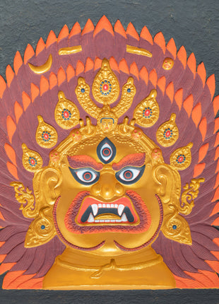 Relief Artwork in Wooden Play of Bhairava | Himalayan Art