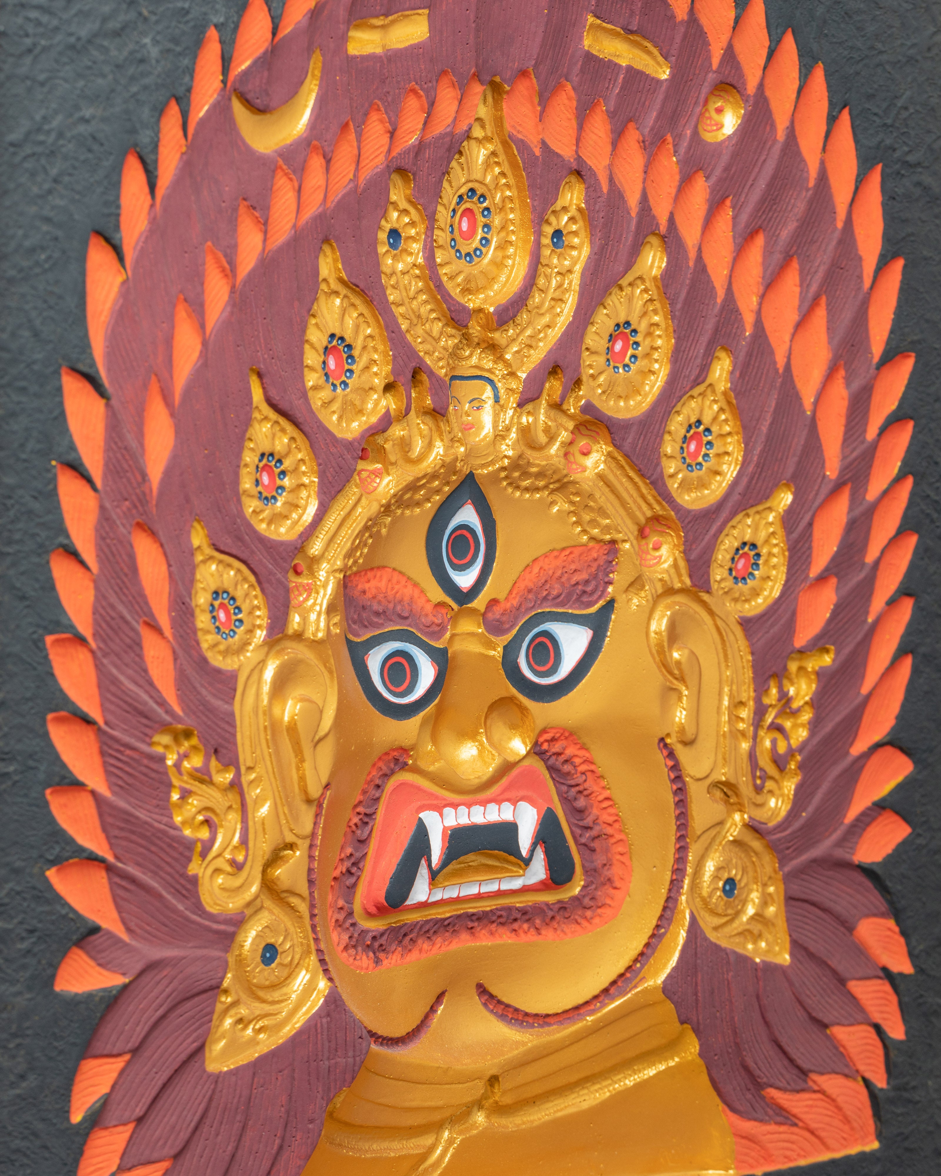 Relief Artwork in Wooden Play of Bhairava | Himalayan Art