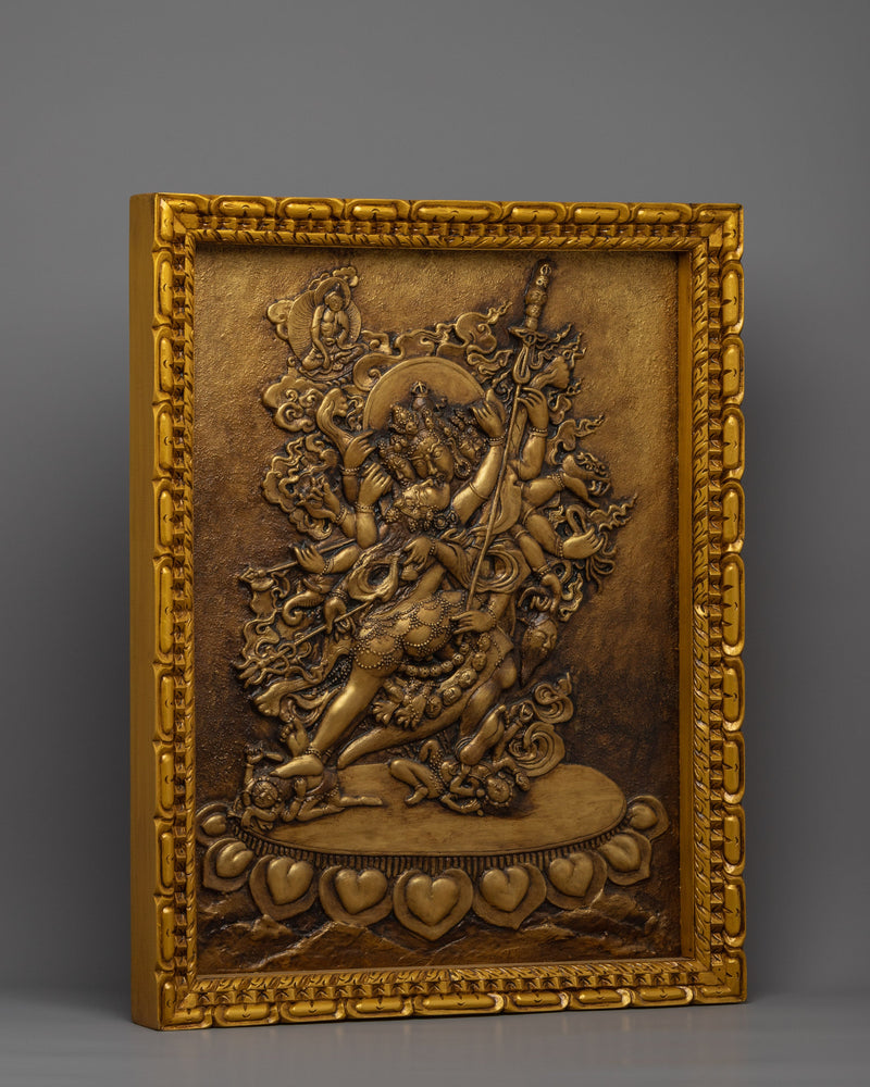 Chakrasamvara Wooden Thangka | Tibetan Relief Art