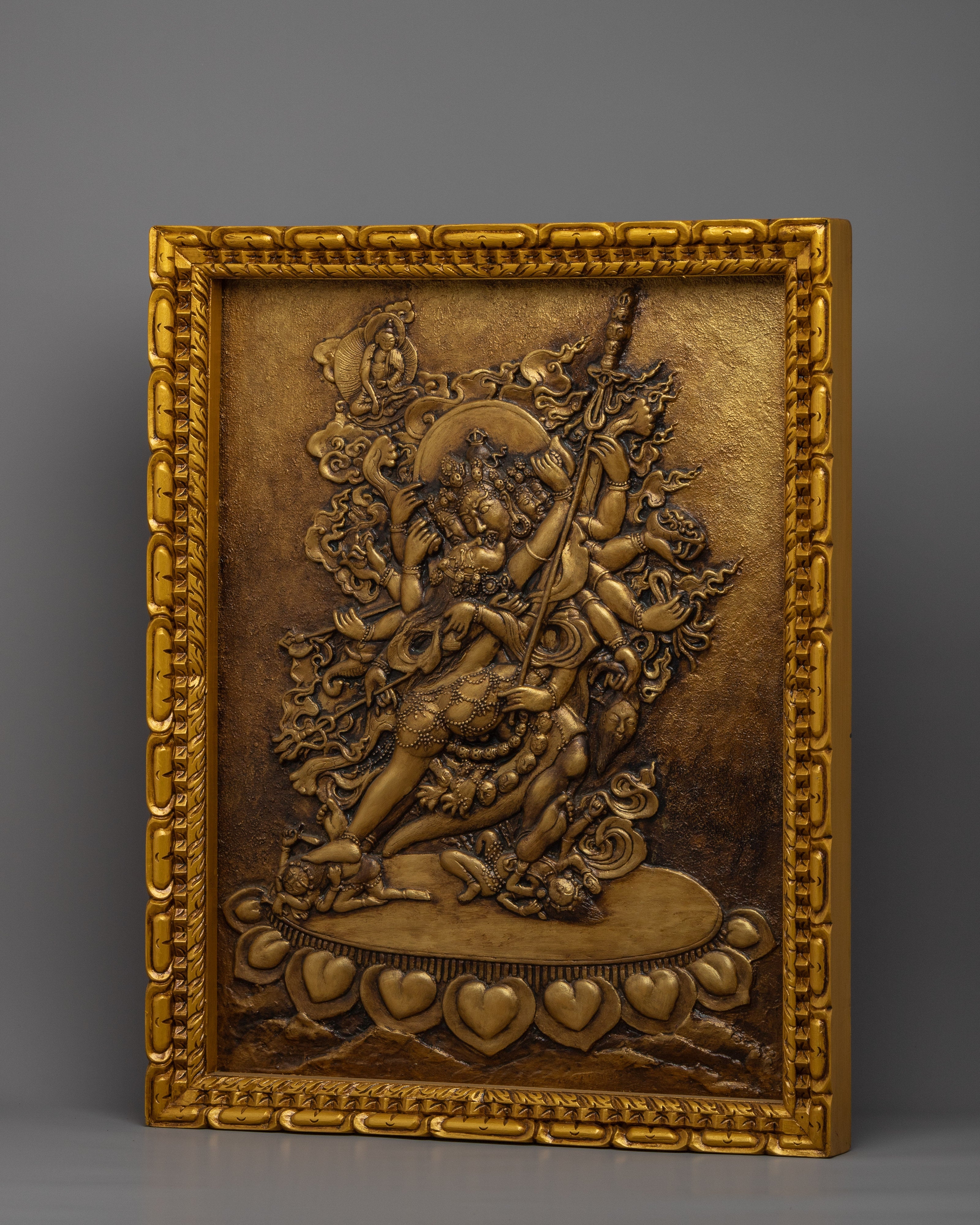 Chakrasamvara Wooden Thangka | Tibetan Relief Art