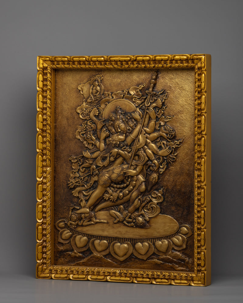 Chakrasamvara Wooden Thangka | Tibetan Relief Art