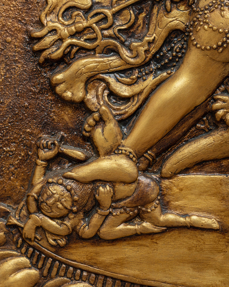 Chakrasamvara Wooden Thangka | Tibetan Relief Art