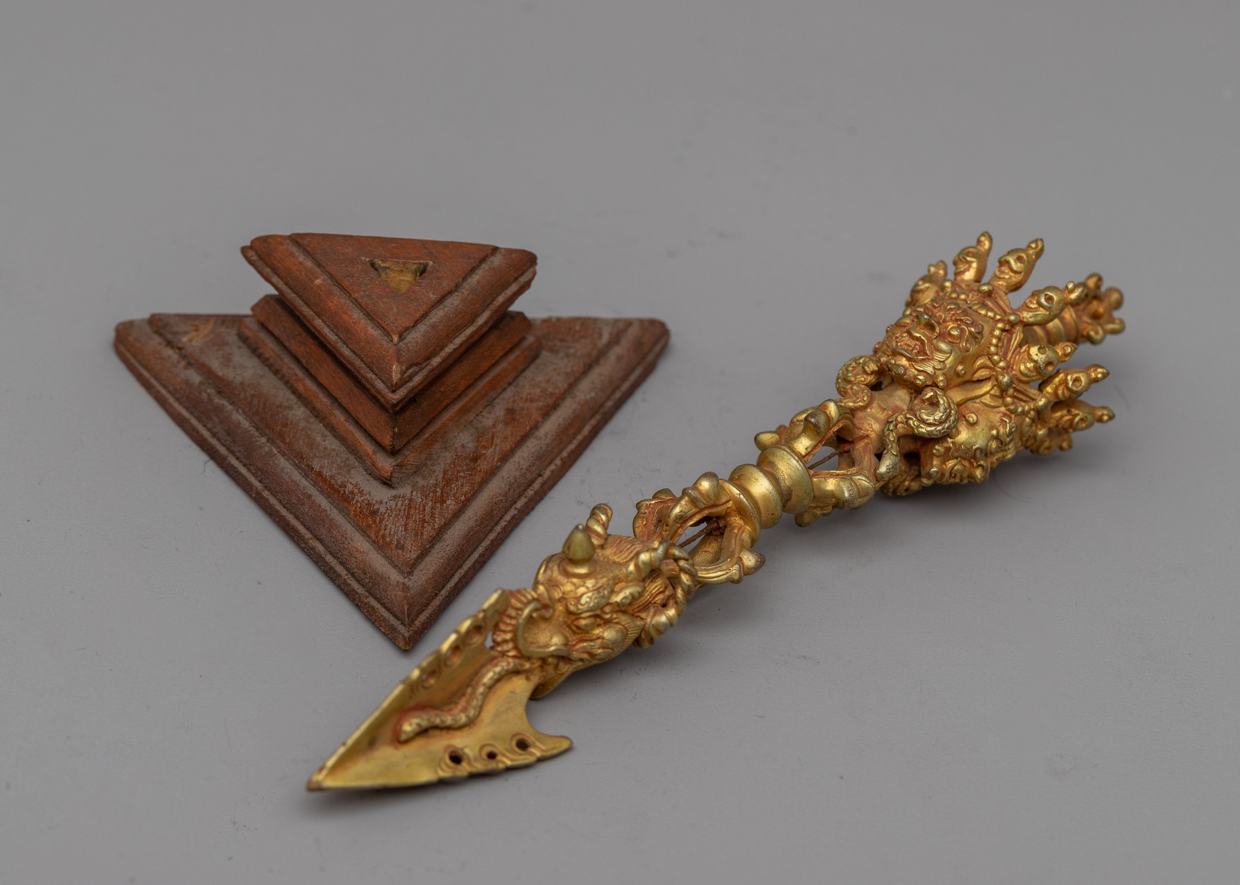 Buddhist Ritual Dagger | 24k Gold plated Phurba