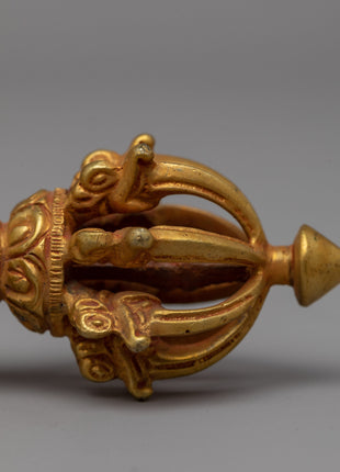 Handmade Tibetan Vajra Thunderbolt | 24k Gold Plated Vajra for Meditation