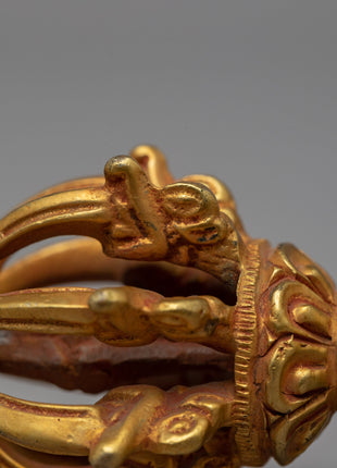 Handmade Tibetan Vajra Thunderbolt | 24k Gold Plated Vajra for Meditation