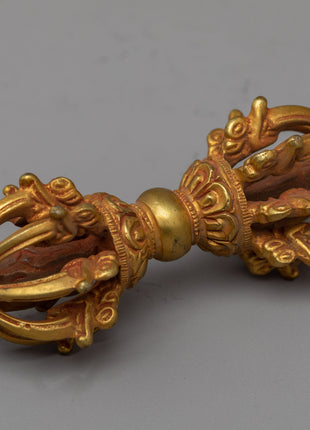Handmade Tibetan Vajra Thunderbolt | 24k Gold Plated Vajra for Meditation