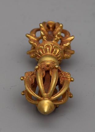 Handmade Tibetan Vajra Thunderbolt | 24k Gold Plated Vajra for Meditation