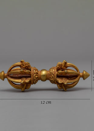 Handmade Tibetan Vajra Thunderbolt | 24k Gold Plated Vajra for Meditation