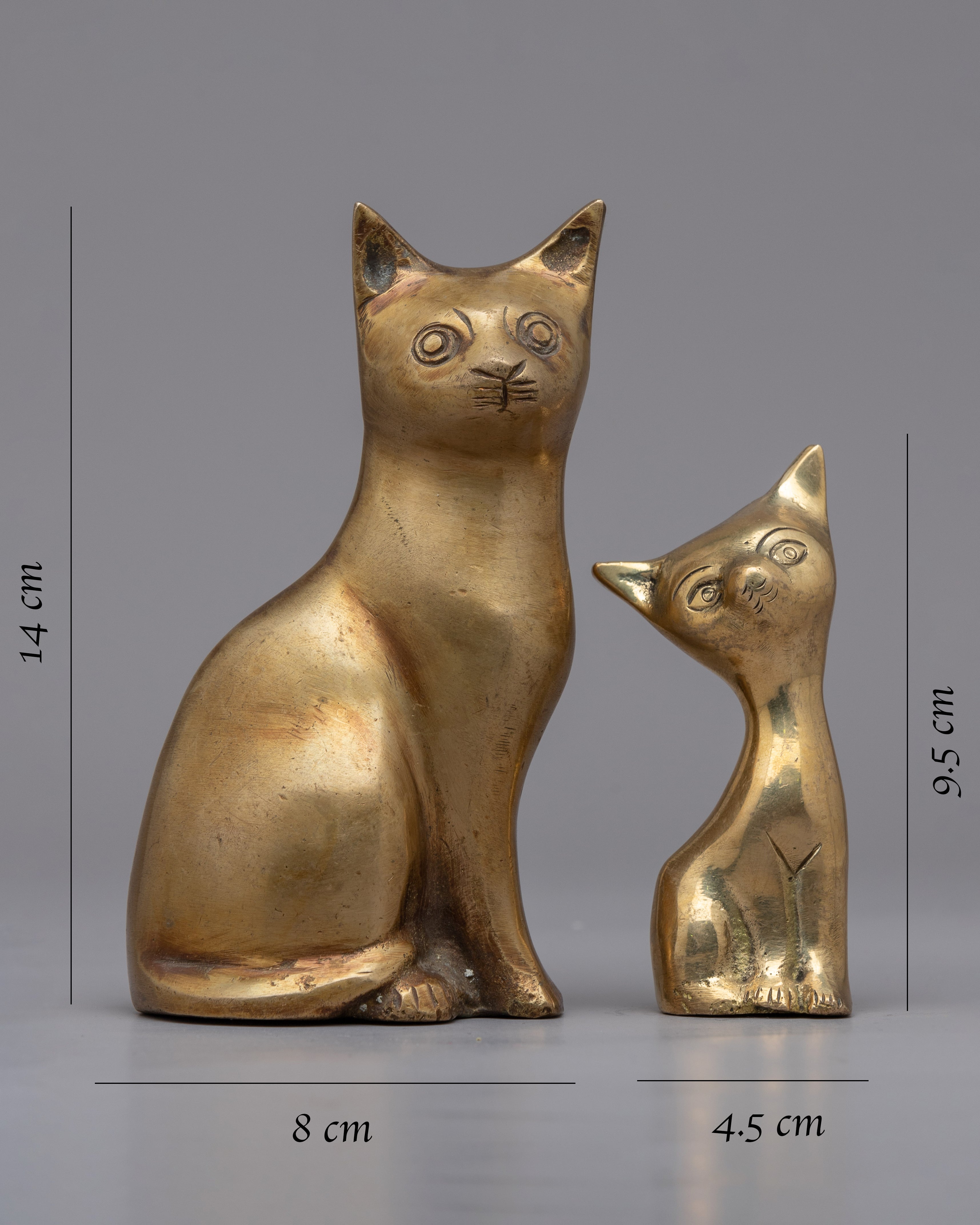 Brass Cats Statue Set | Traditional Buddhist Artwork