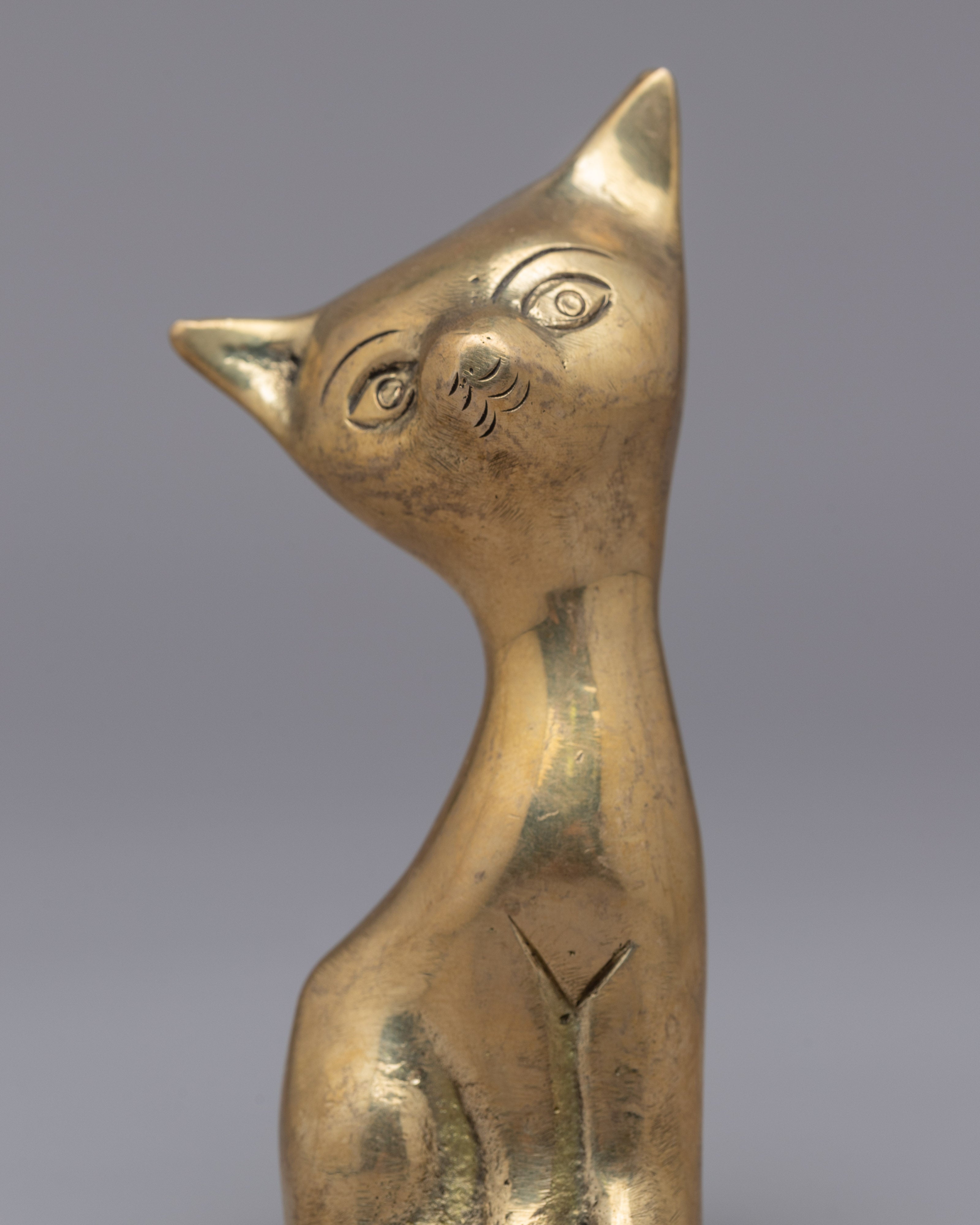 Brass Cats Statue Set | Traditional Buddhist Artwork