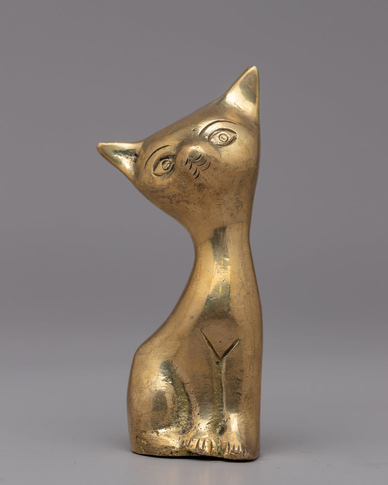 Brass Cats Statue Set | Traditional Buddhist Artwork