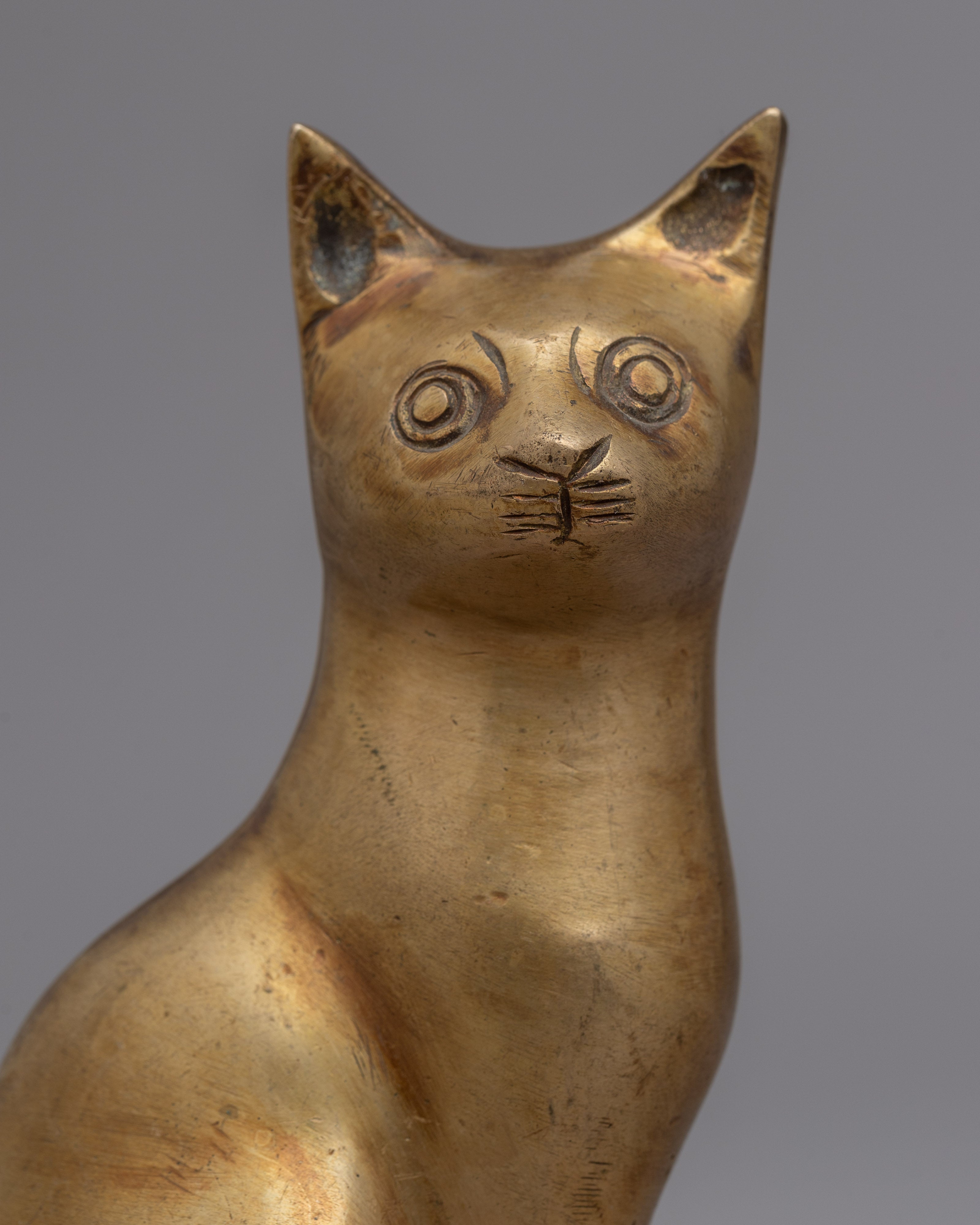 Brass Cats Statue Set | Traditional Buddhist Artwork