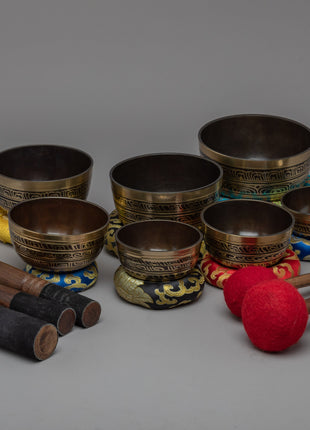 Tibetan Singing Bowl Set of 7 | Journey through Chakra Alignment and Serenity