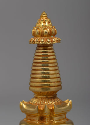 Kadampa Meditation Stupa | 24k Gold plated Himalayan Art