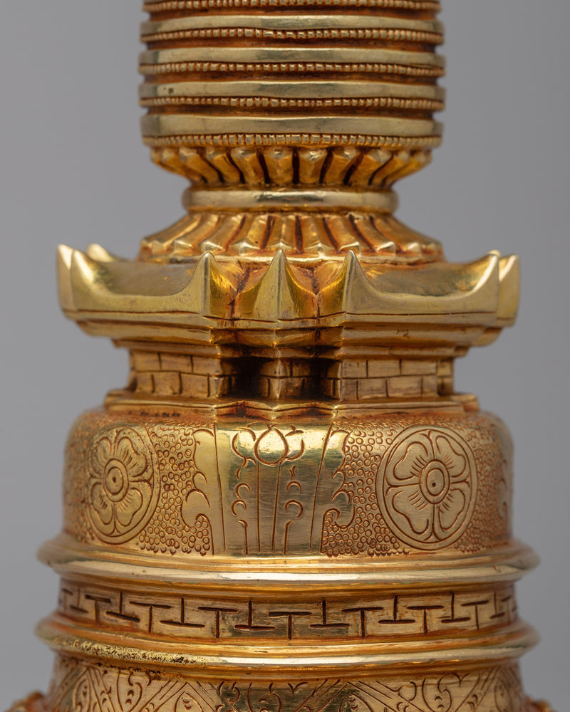 Himalayan Buddhist Stupa | 24k Gold Plating Stupa