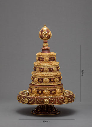 Traditional Rice Offering Set | Highly Decorated Copper Mandala
