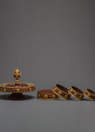Traditional Rice Offering Set | Highly Decorated Copper Mandala