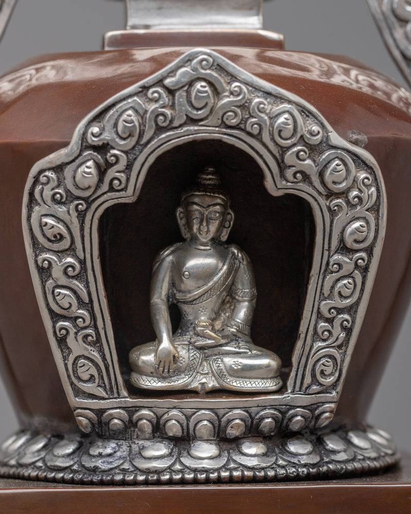 Tibetan Chorten Stupa | Himlayan Art with Silver plating