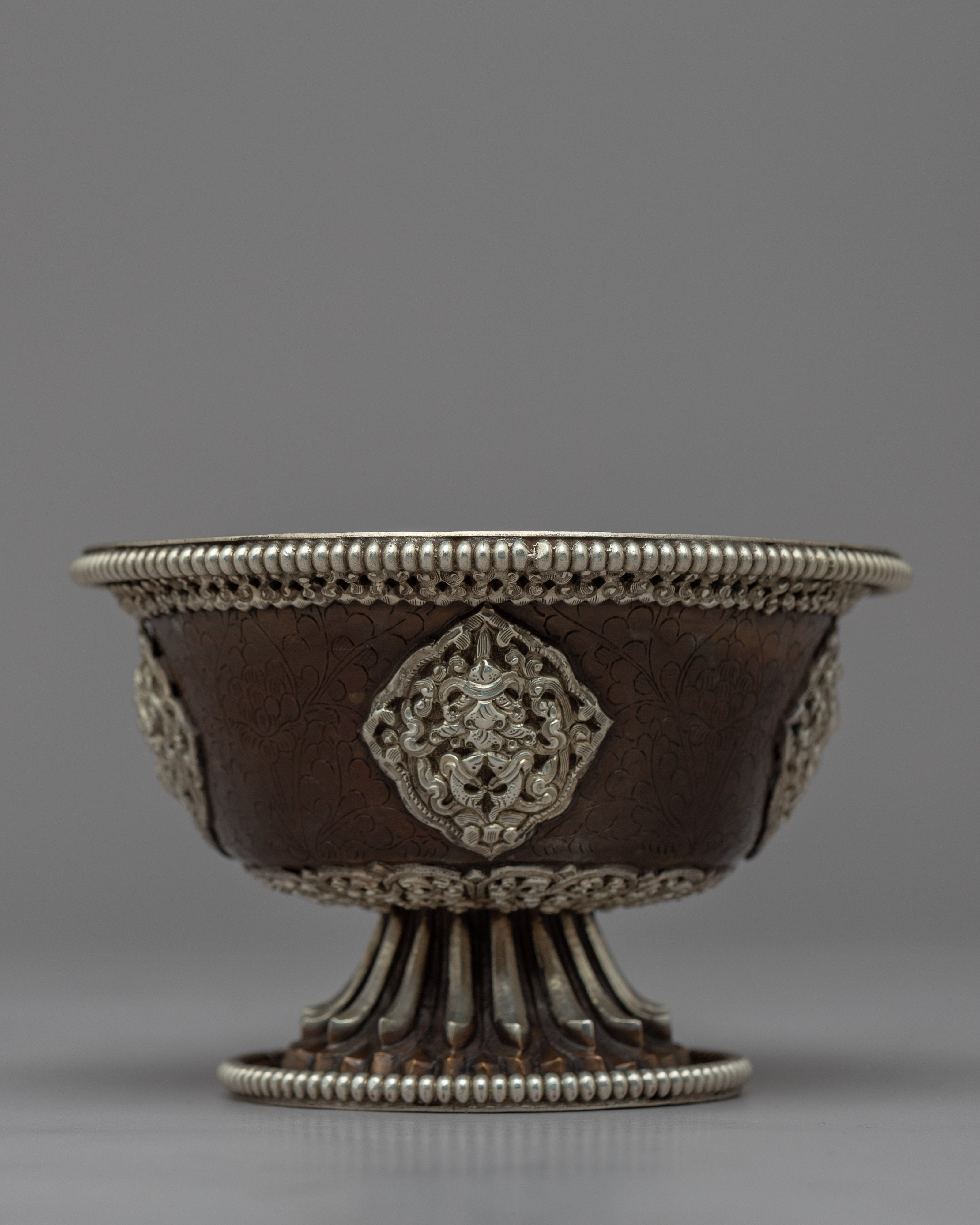 Seven Offering Bowls for Offerings | Silver plated Himalayan Bowls