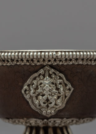 Seven Offering Bowls for Offerings | Silver plated Himalayan Bowls