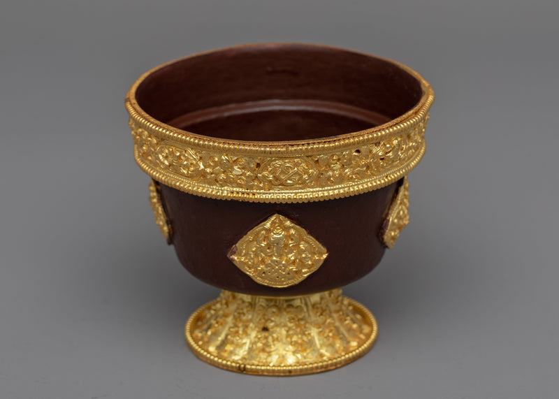 Copper Offering Bowl with Intricate Engravings | Symbolic Altar Centerpiece