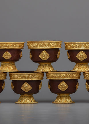 Copper Offering Bowl with Intricate Engravings | Symbolic Altar Centerpiece