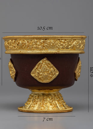 Copper Offering Bowl with Intricate Engravings | Symbolic Altar Centerpiece